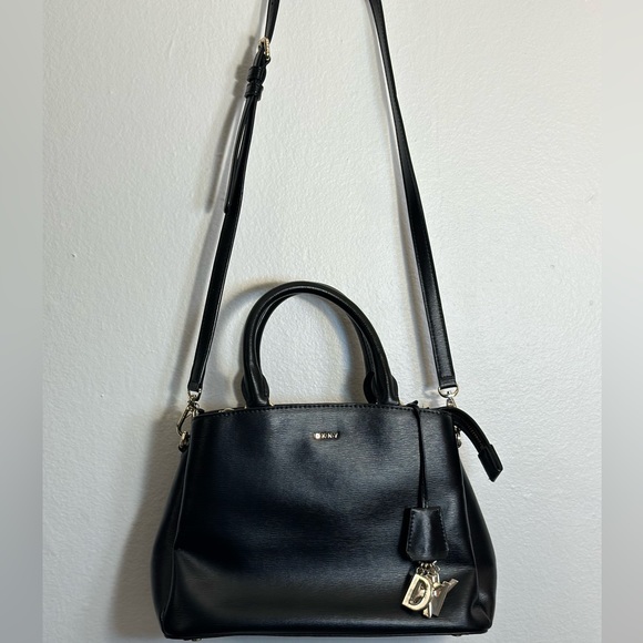 DKNY Paige Small Satchel-Black Gold Tone. - Picture 7 of 9